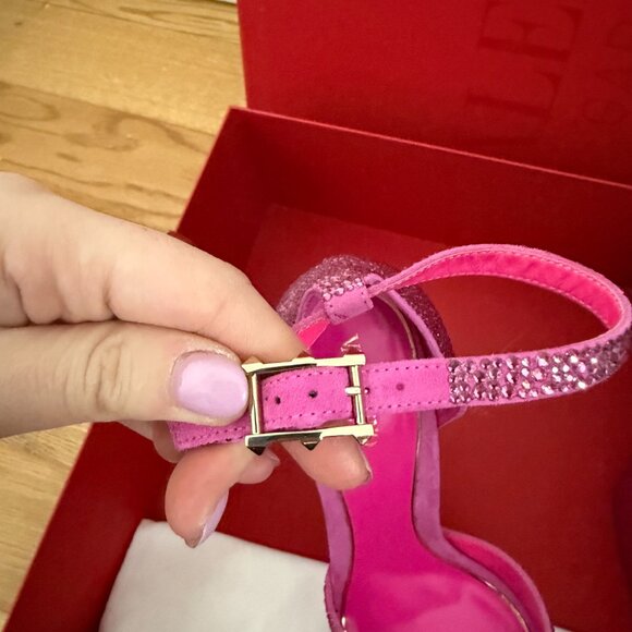NWT Valentino Garavani Ankle Strap Platform Pumps Crystal-embellished Pink 39.5 - Picture 8 of 15